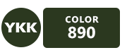 All dark green colors YKK zippers with color code 890